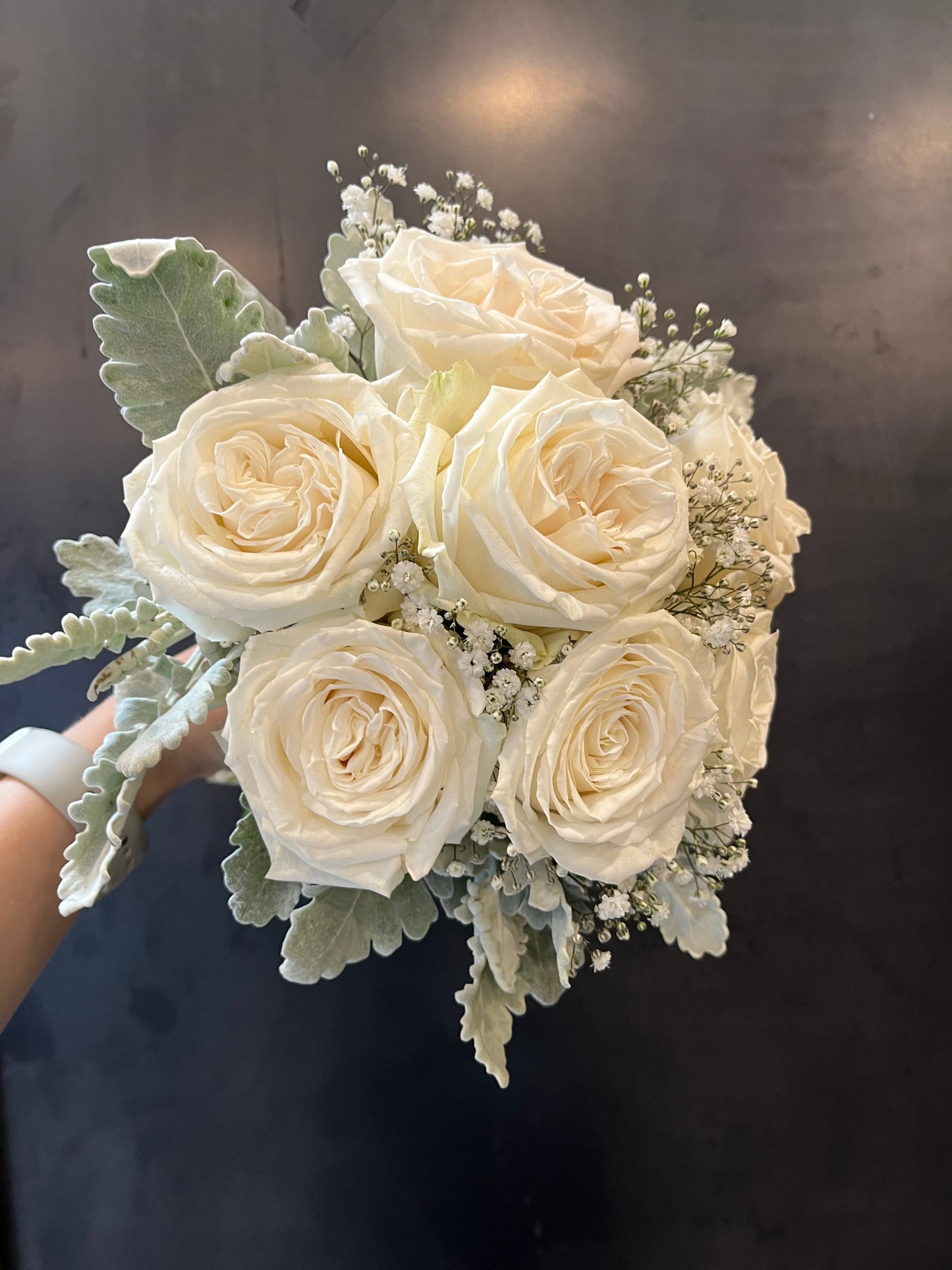 Bridal white round bouquet