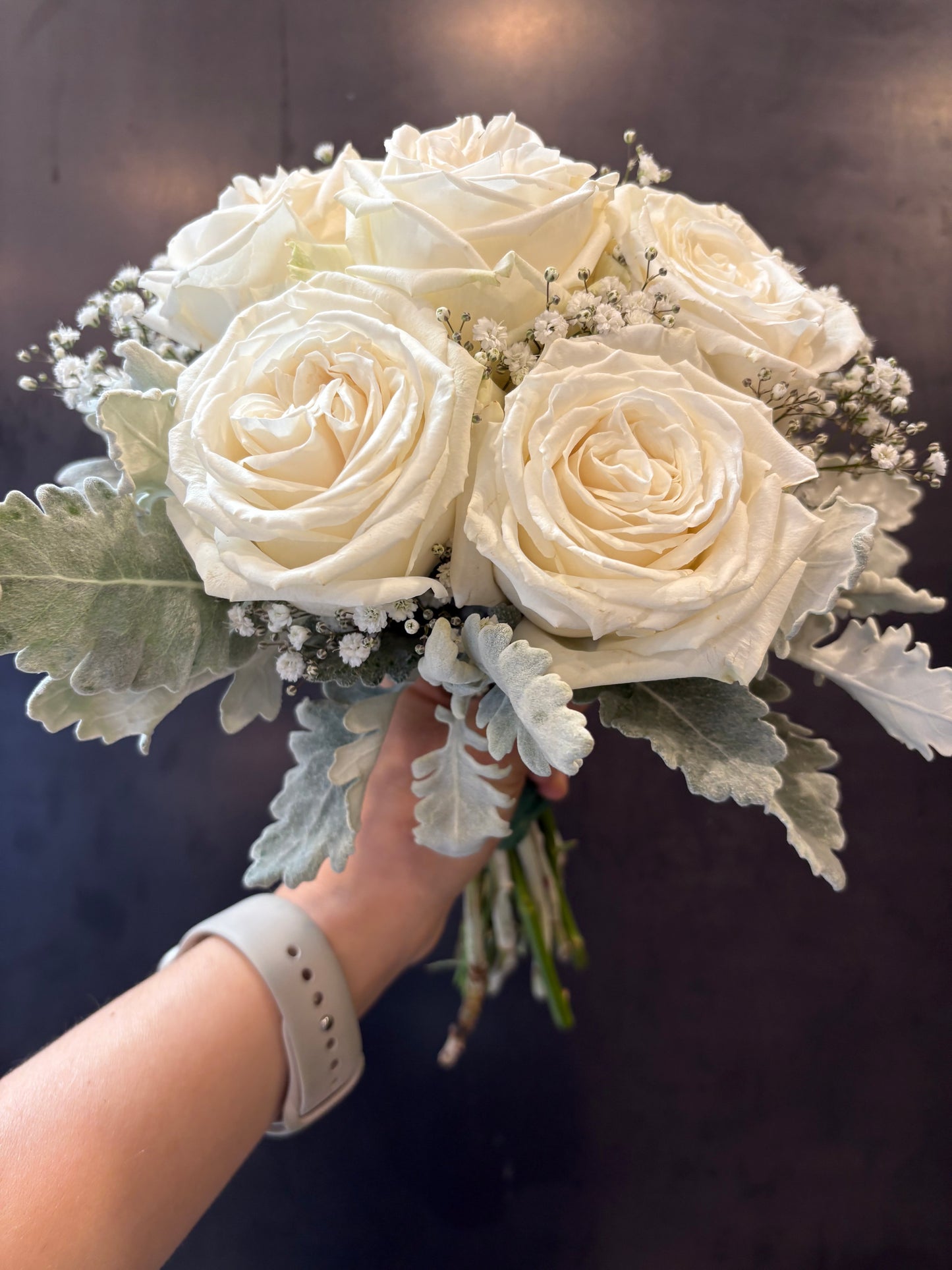Bridal white round bouquet